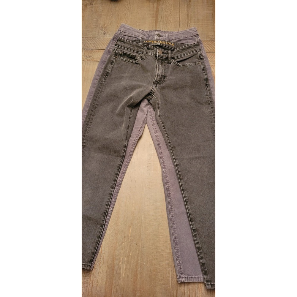 Lot of 2 Women's American Jeans 26 X 25 Washed Gray And Washed Black